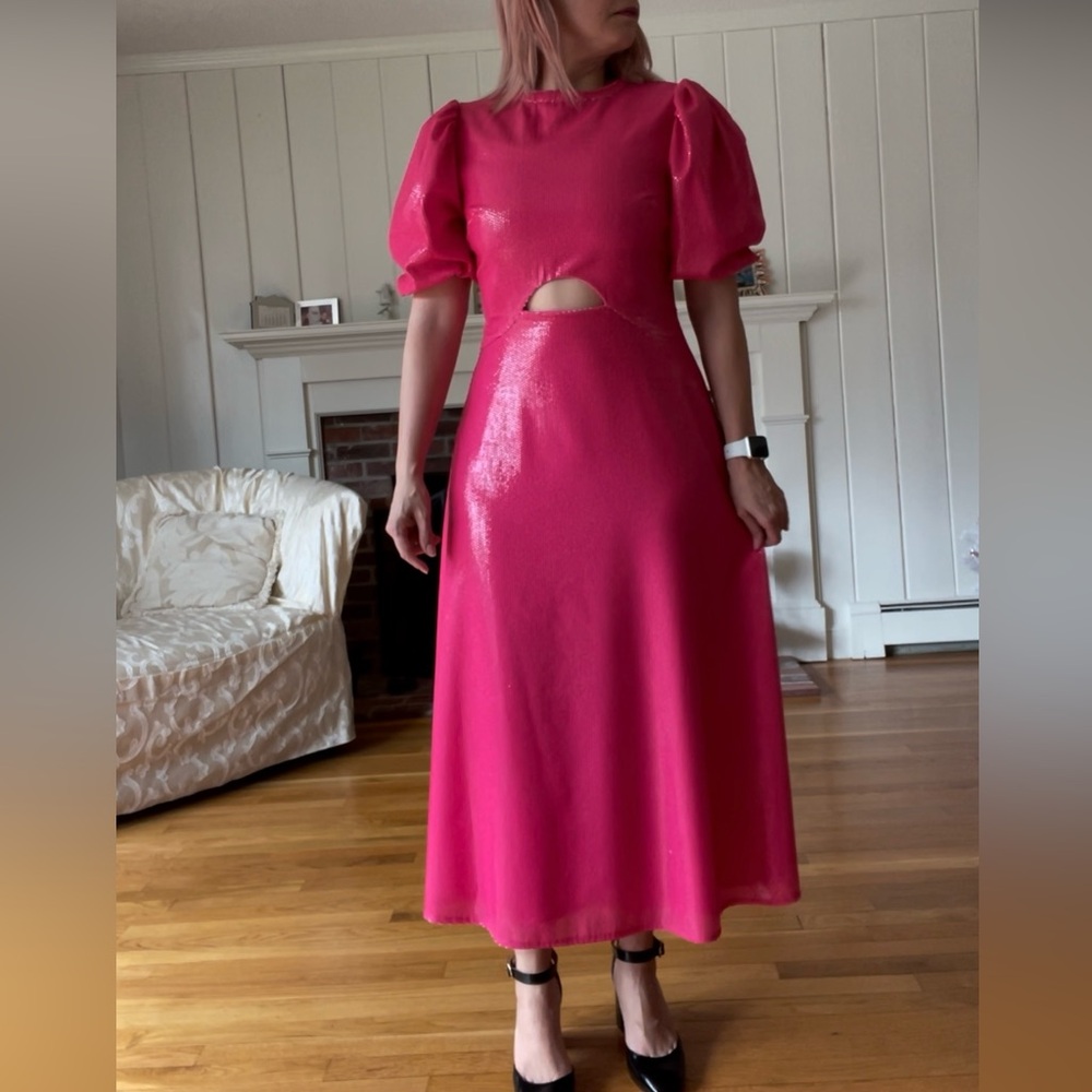 Olivia Rubin Charlie Pink Sequin Midi Dress